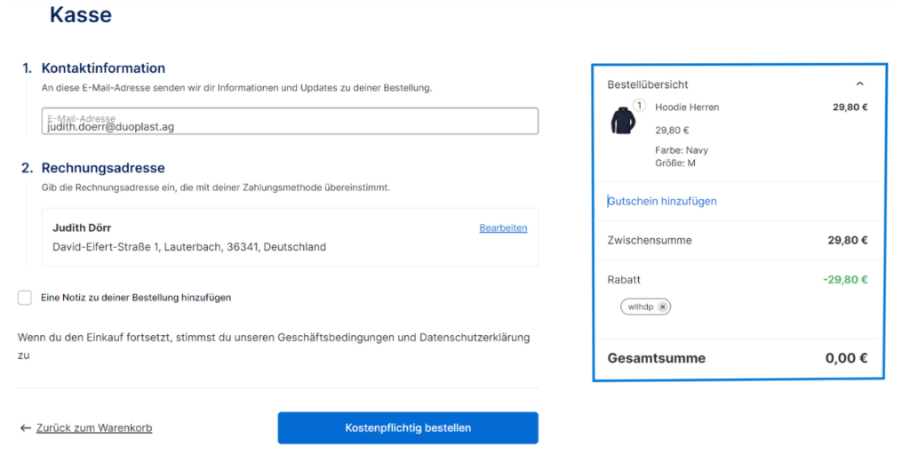 Bestellung überprüfen