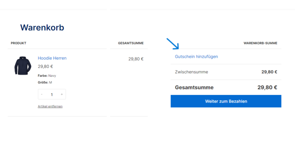 Gutschein hinzufügen